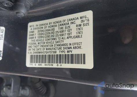 2016 Honda Cr-V Ex from USA, damaged, VIN 2HKRM4H57GH707368